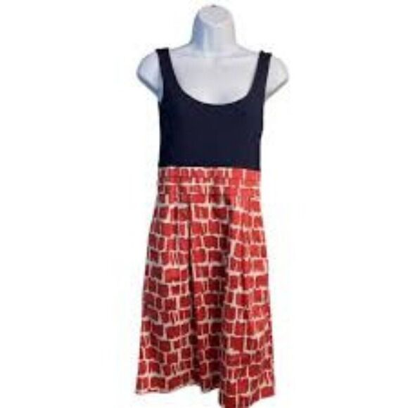 Boden Dresses & Skirts - Boden CUTE Sleeveless Navy Red fit & flare pleated Sun Dress 4R